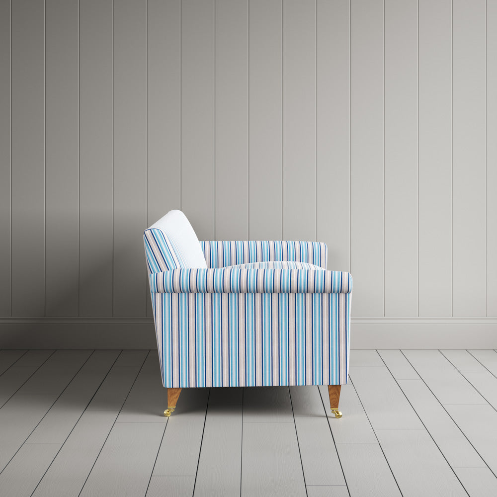  Side profile of Idler 3 Seater Sofa in Slow Lane Cotton Linen, Blue 