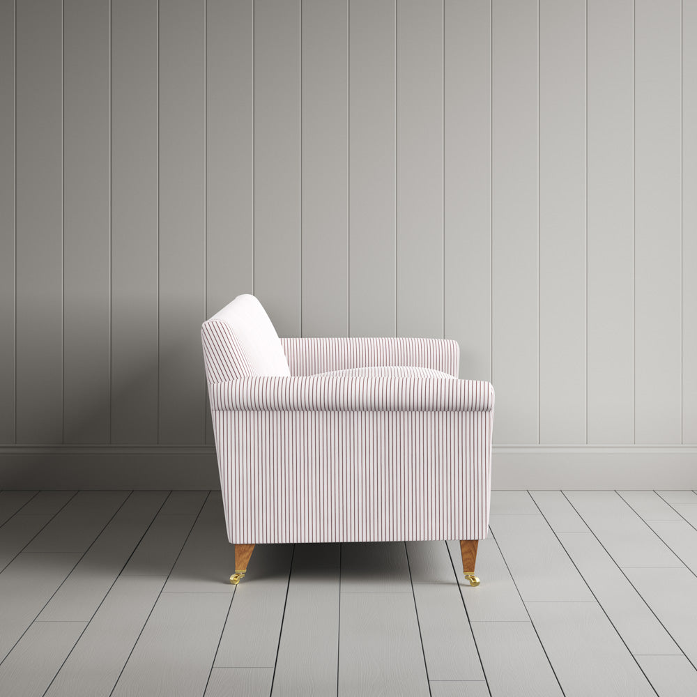  Side profile of Idler 3 Seater Sofa in Ticking Cotton, Berry 