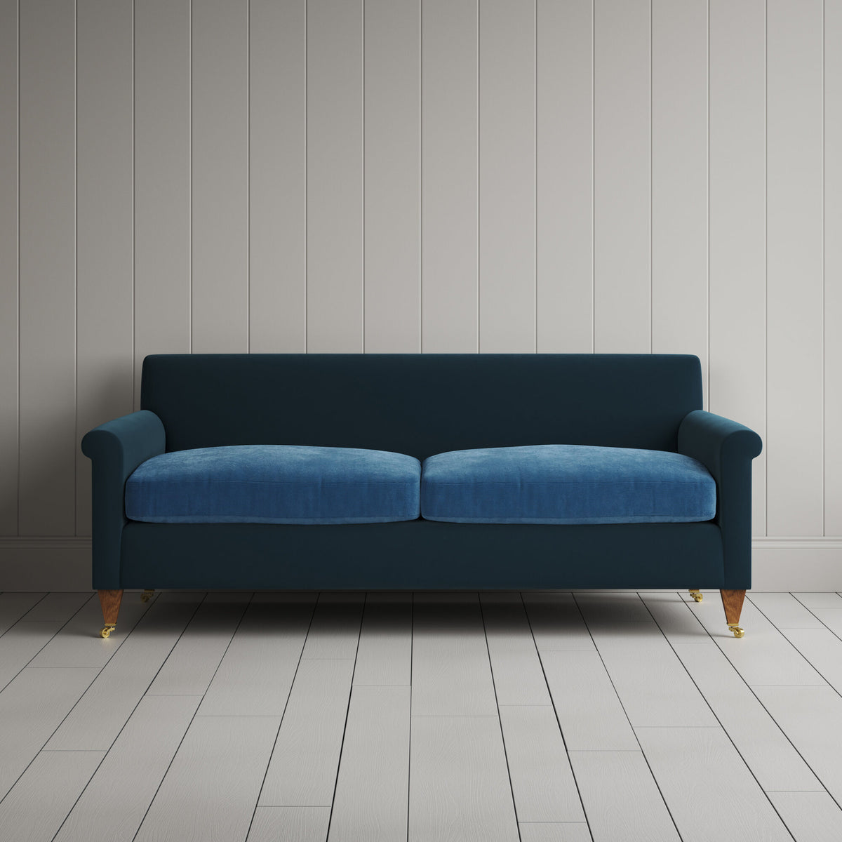 Front view of the Idler 3 seater sofa by Nicola Harding