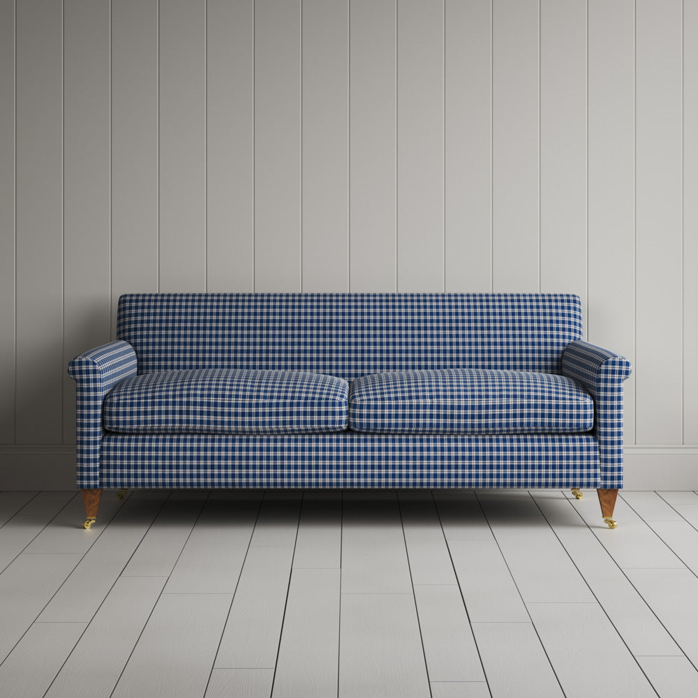  Front view of Idler 3 Seater Sofa in Well Plaid Cotton, Blue Brown 