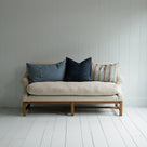 Front Row 3 Seater Upholstered Bench in Laidback Linen Dove With 3 NiX Cushions - Nicola Harding
