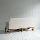 Back View of Front Row 3 Seater Upholstered Bench in Laidback Linen Dove - By Nicola Harding & Co.