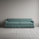 Front View of Curtain Call 4 Seater Sofa in Laidback Linen Cerulean