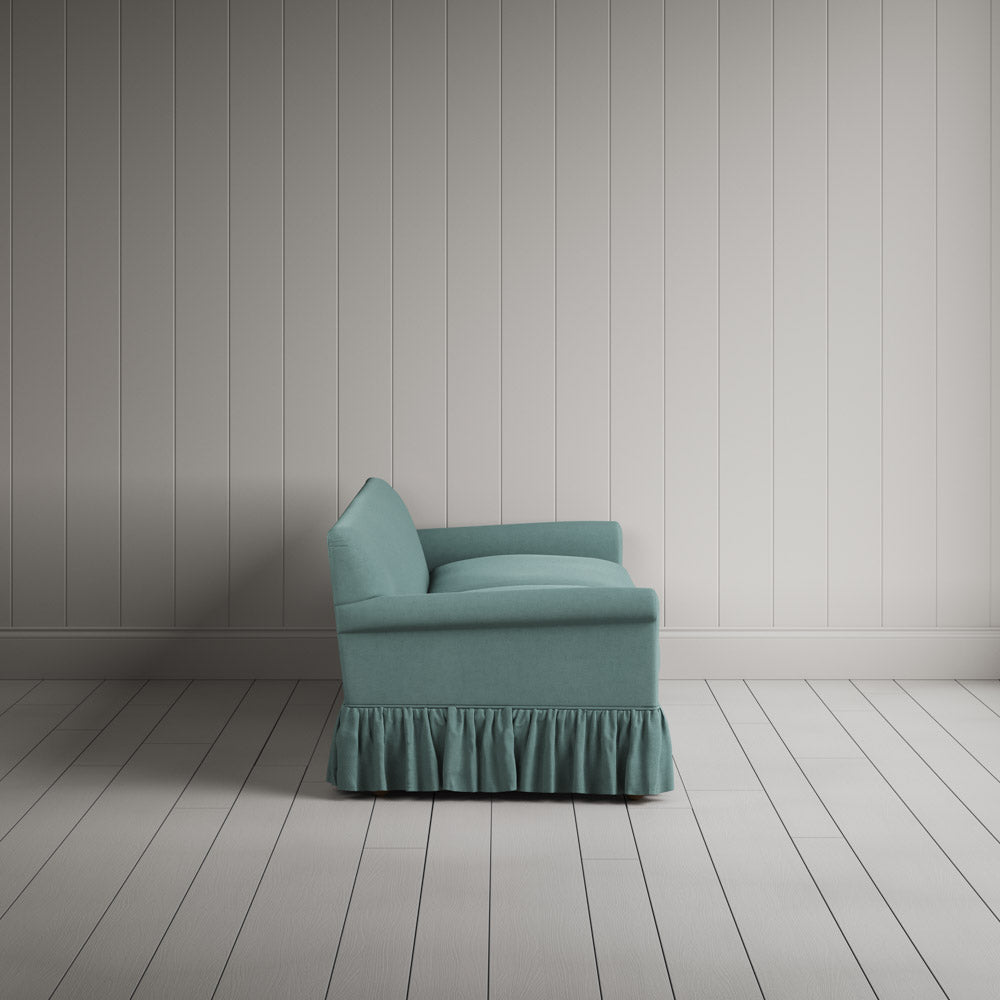  Side View of Curtain Call 4 Seater Sofa in Laidback Linen Cerulean 