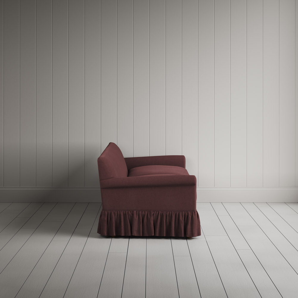  Side View of Curtain Call 4 seater sofa in Laidback Linen Damson 