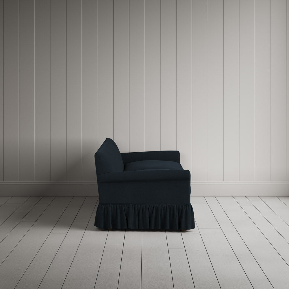  Side View of Curtain Call 4 Seater Sofa in Laidback Linen Midnight 
