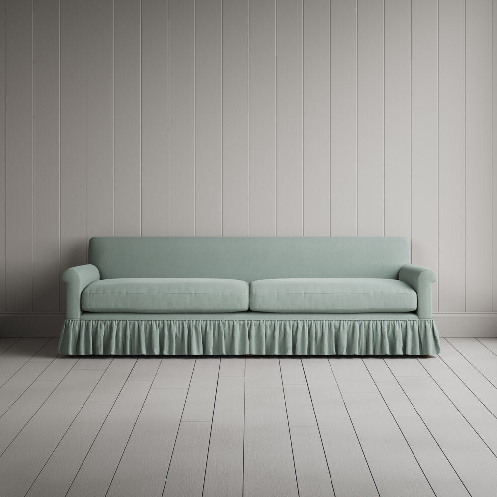  Front View of Curtain Call 4 Seater Sofa in Laidback Linen Sky 