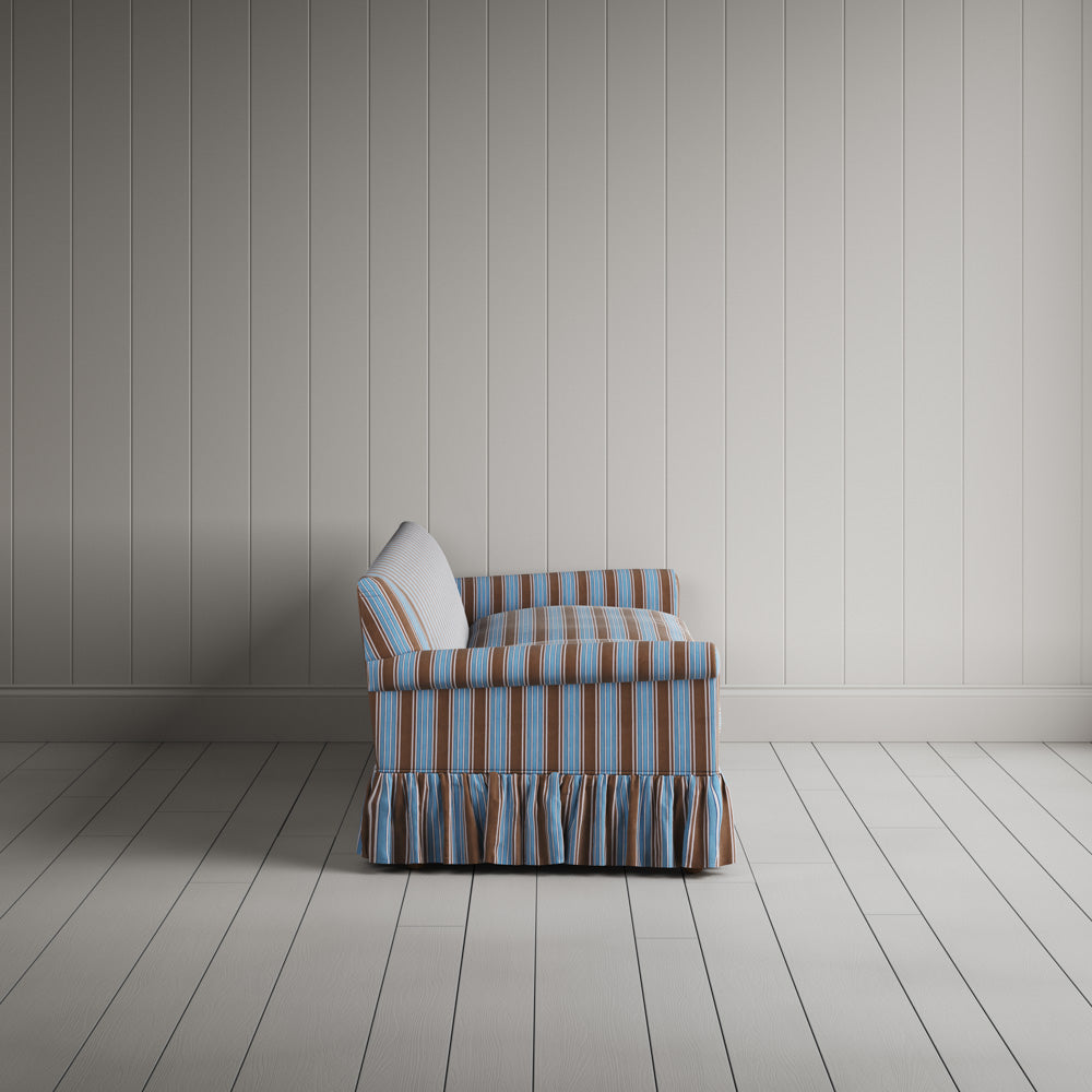  Side View of Curtain Call 4 Seater Sofa in Regatta Cotton, Blue 