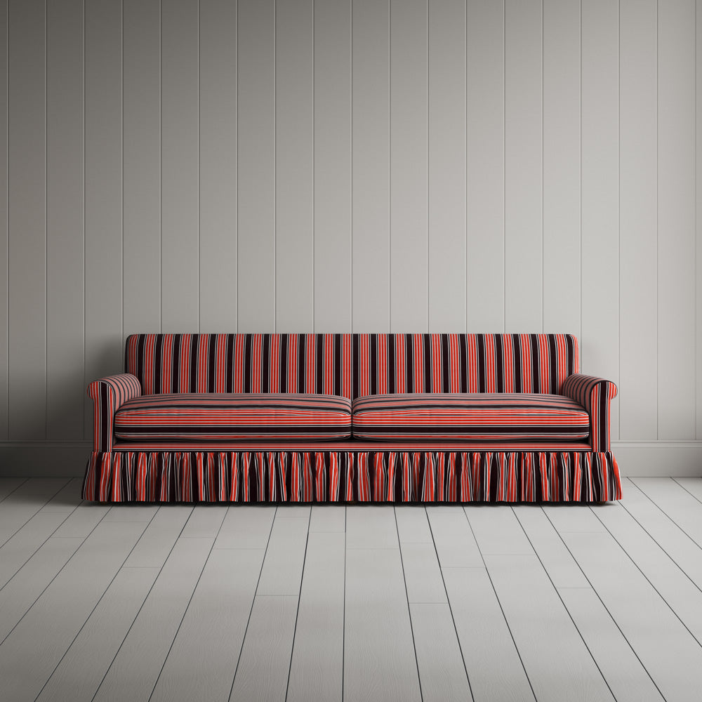  Front View of Curtain Call 4 Seater Sofa in Regatta Cotton, Flame 