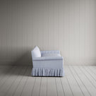 Side View of 4 Seater Sofa Curtain Call in Ticking Cotton, Aqua Brown