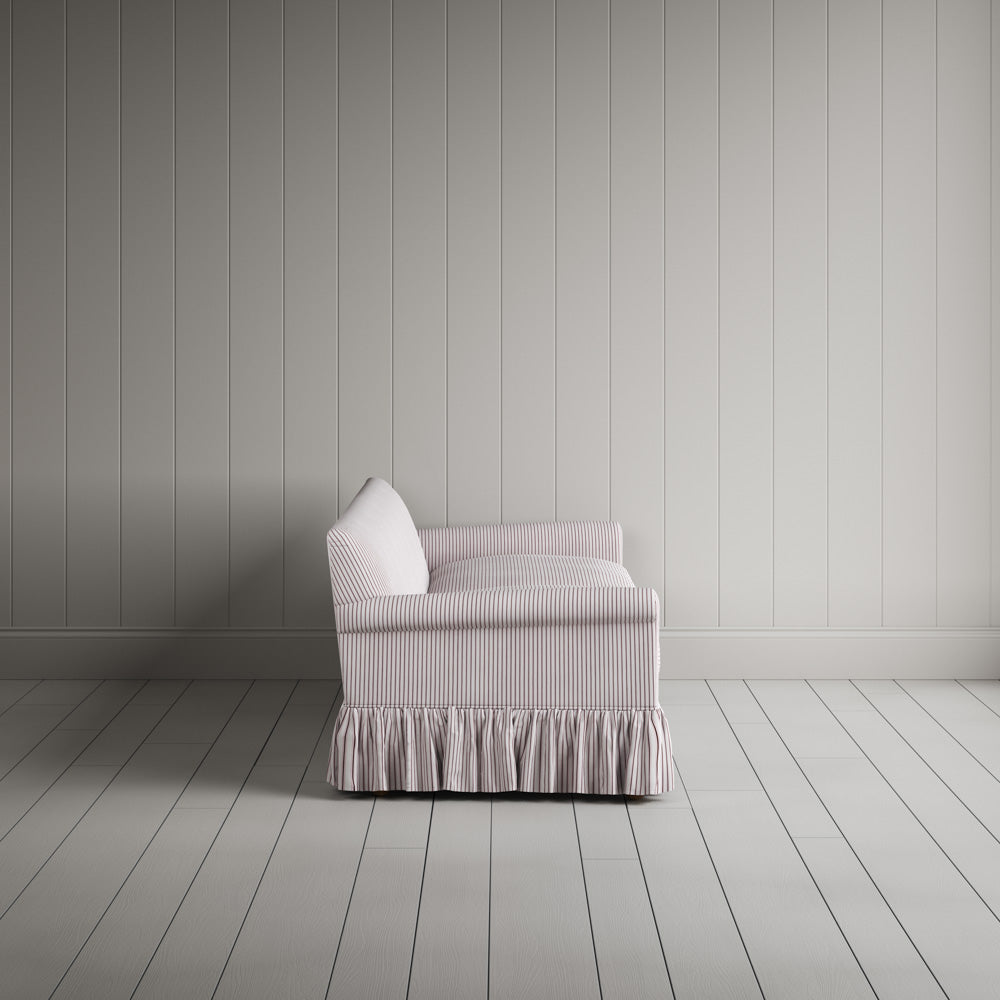  Side View of 4 Seater Sofa in Ticking Cotton, Berry 