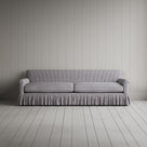 Front view of 4 seater sofa Curtain Call 4 Seater Sofa in Ticking Cotton, Blue Brown