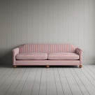 Front Profile of Dolittle 4 Seater Sofa in Slow Lane Cotton Linen, Berry