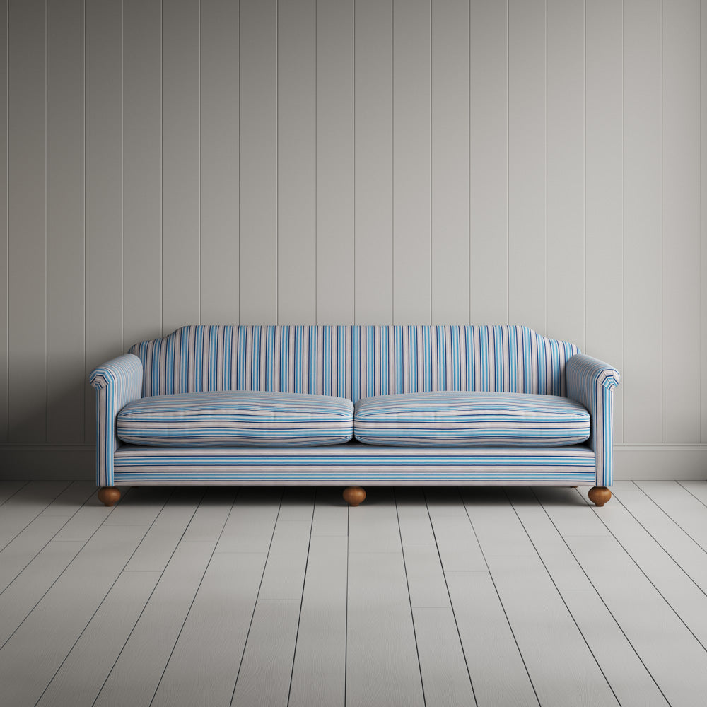 Front Profile of Dolittle 4 Seater Sofa in Slow Lane Cotton Linen, Blue