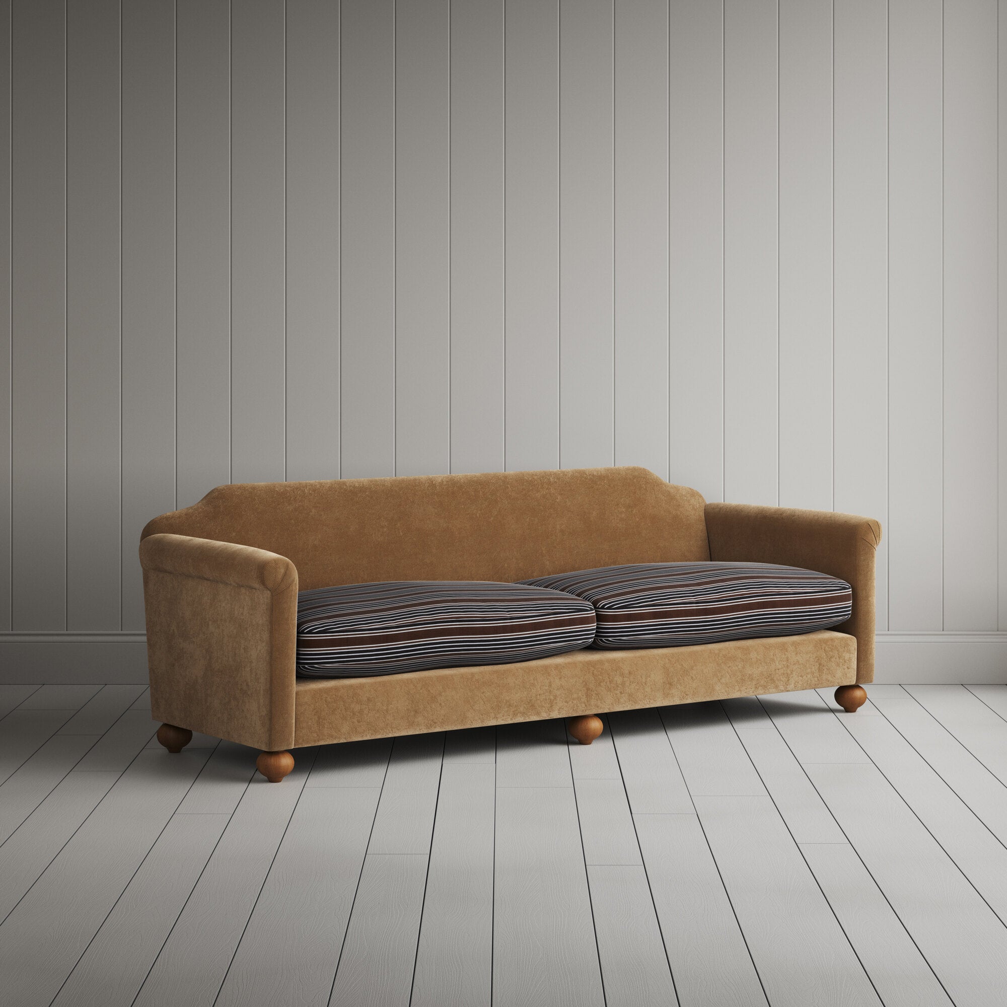  Dolittle 4 seater sofa in Classic Corduroy Stone Beige Frame and Regatta Charcoal Seat 