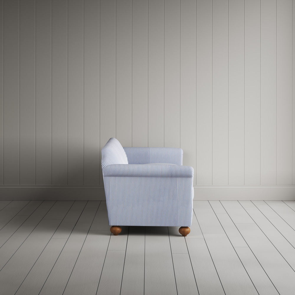  Side View of Dolittle 4 Seater Sofa in Ticking Cotton, Aqua Brown 