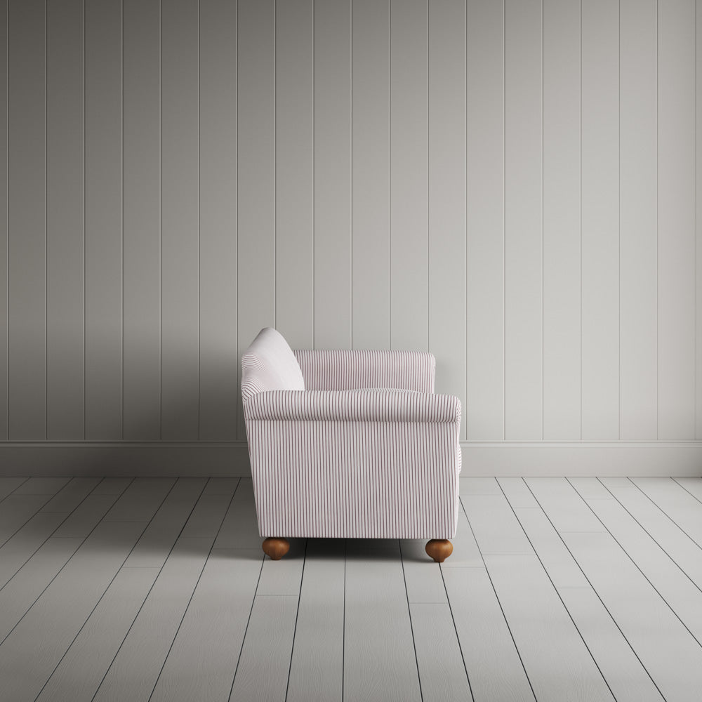  Side View of Dolittle 4 Seater Sofa in Ticking Cotton, Berry 
