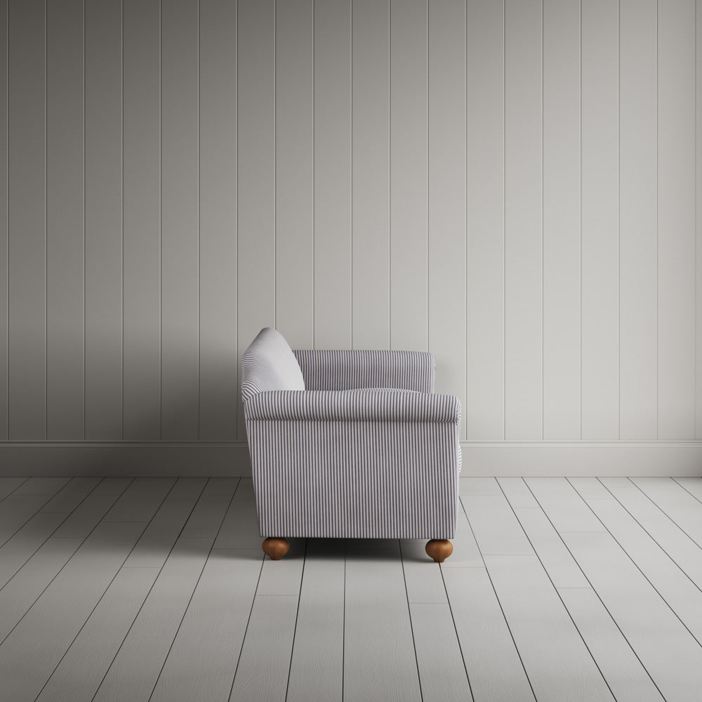  Side profile of Dolittle 4 Seater Sofa in Ticking Cotton, Blue Brown 