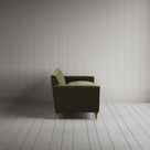 Side profile of 4 seater sofa in Caper Classic Corduroy, an olive green UK handmade product
