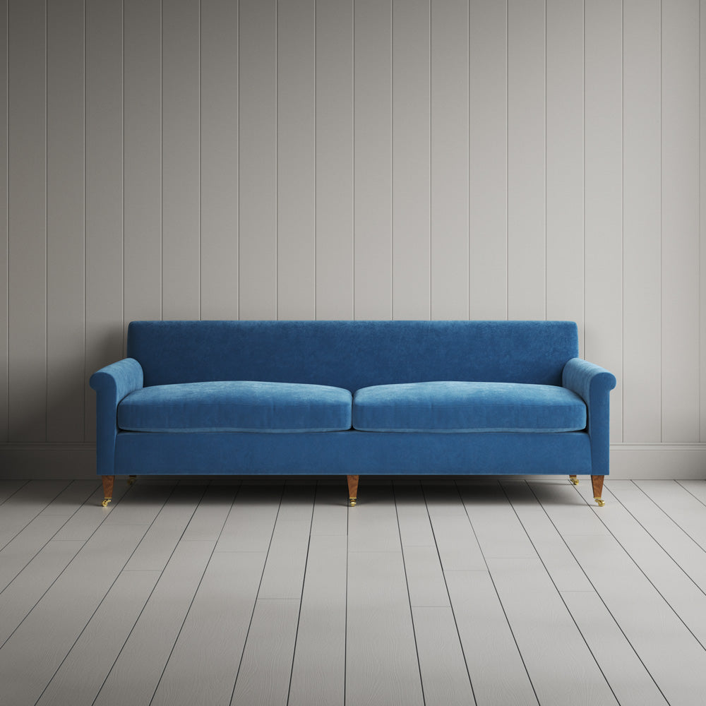  4 seater sofa in Harbour Blue Classic Corduroy, a deep blue UK handmade. 