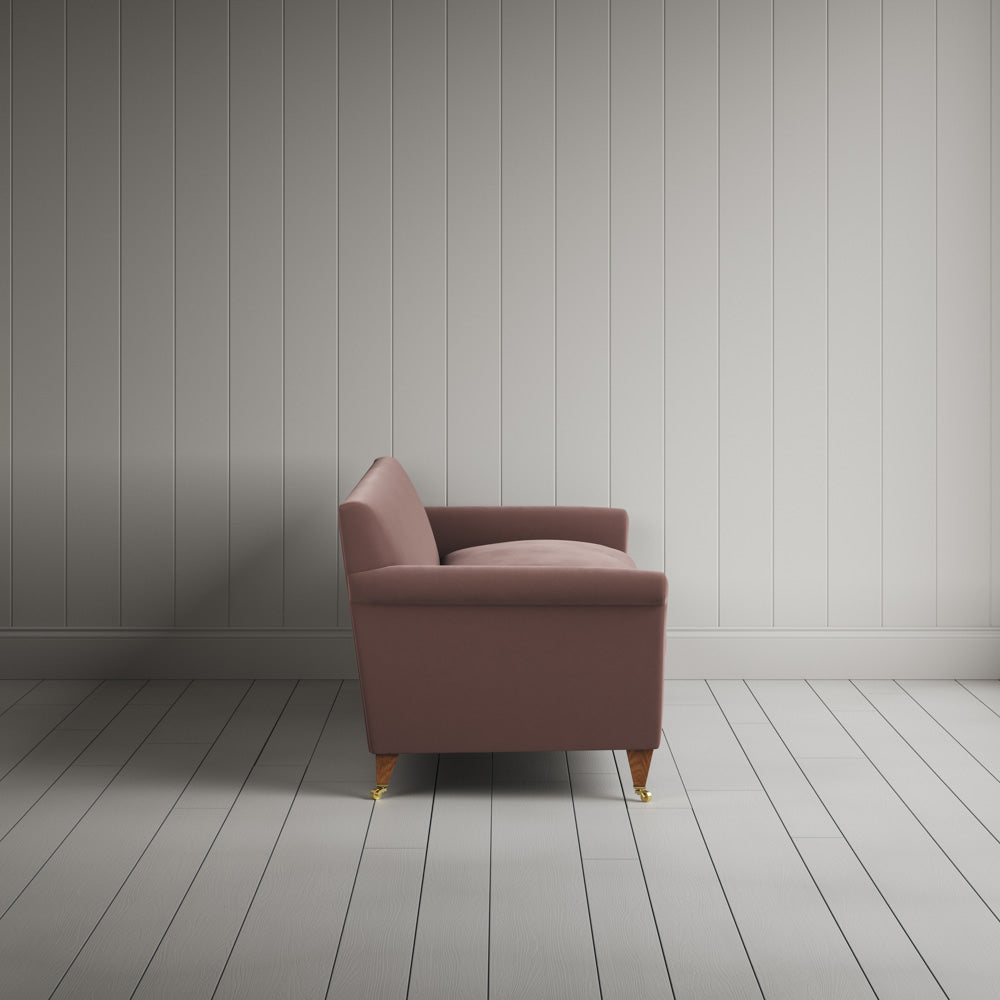  Side profile of Idler 4 seater sofa in Intelligent Velvet Dusky Pink 