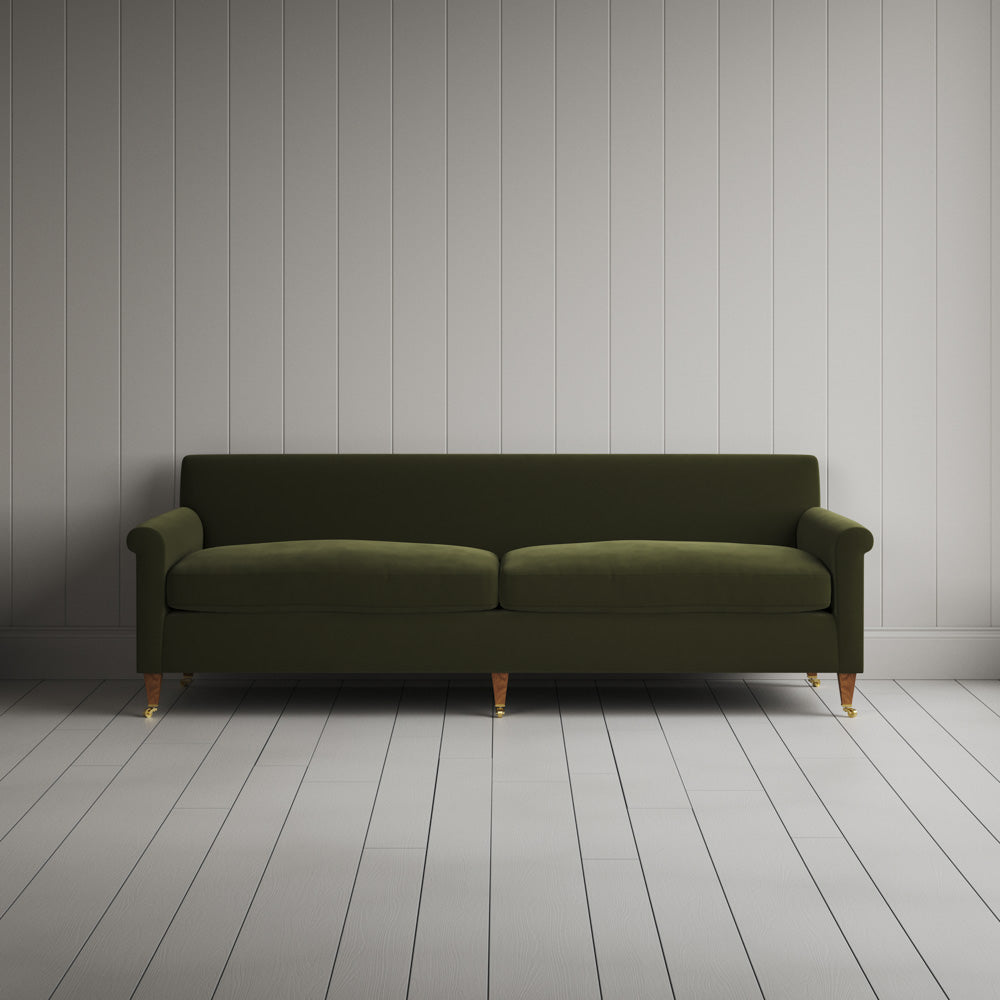 Front view of Idler 4 seater sofa in Intelligent Velvet Juniper