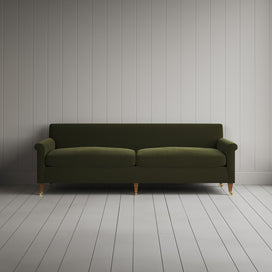 Front view of Idler 4 seater sofa in Intelligent Velvet Juniper