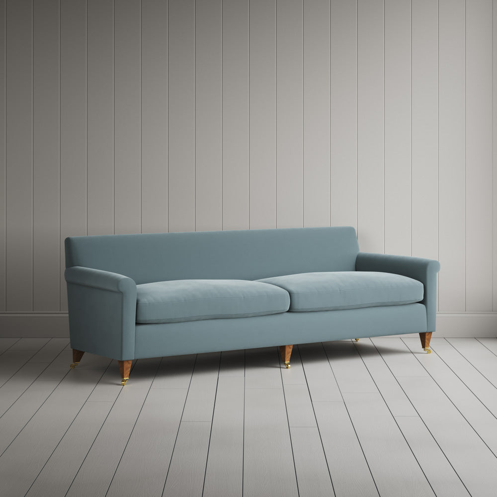  Idler 4 seater sofa in Intelligent Velvet Mineral angled view - Nicola Harding Interiors 