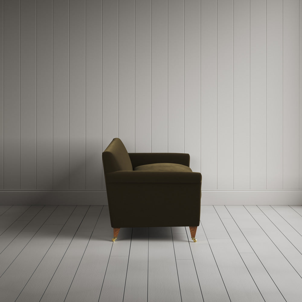  Side profile of Idler 4 seater sofa in Intelligent Velvet Seaweed 