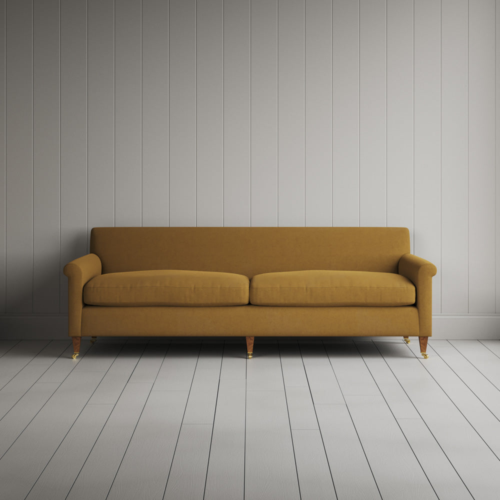  Front view of Idler 4 seater sofa in Laidback Linen Ochre 