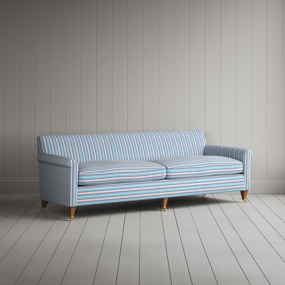  Idler 4 Seater Sofa in Slow Lane Cotton Linen, Blue 