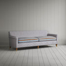 Angled view of the Ticking Blue Brown Idler sofa by NiX