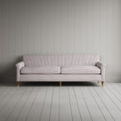 Front View of Idler 4 Seater Sofa in Ticking Cotton, Berry