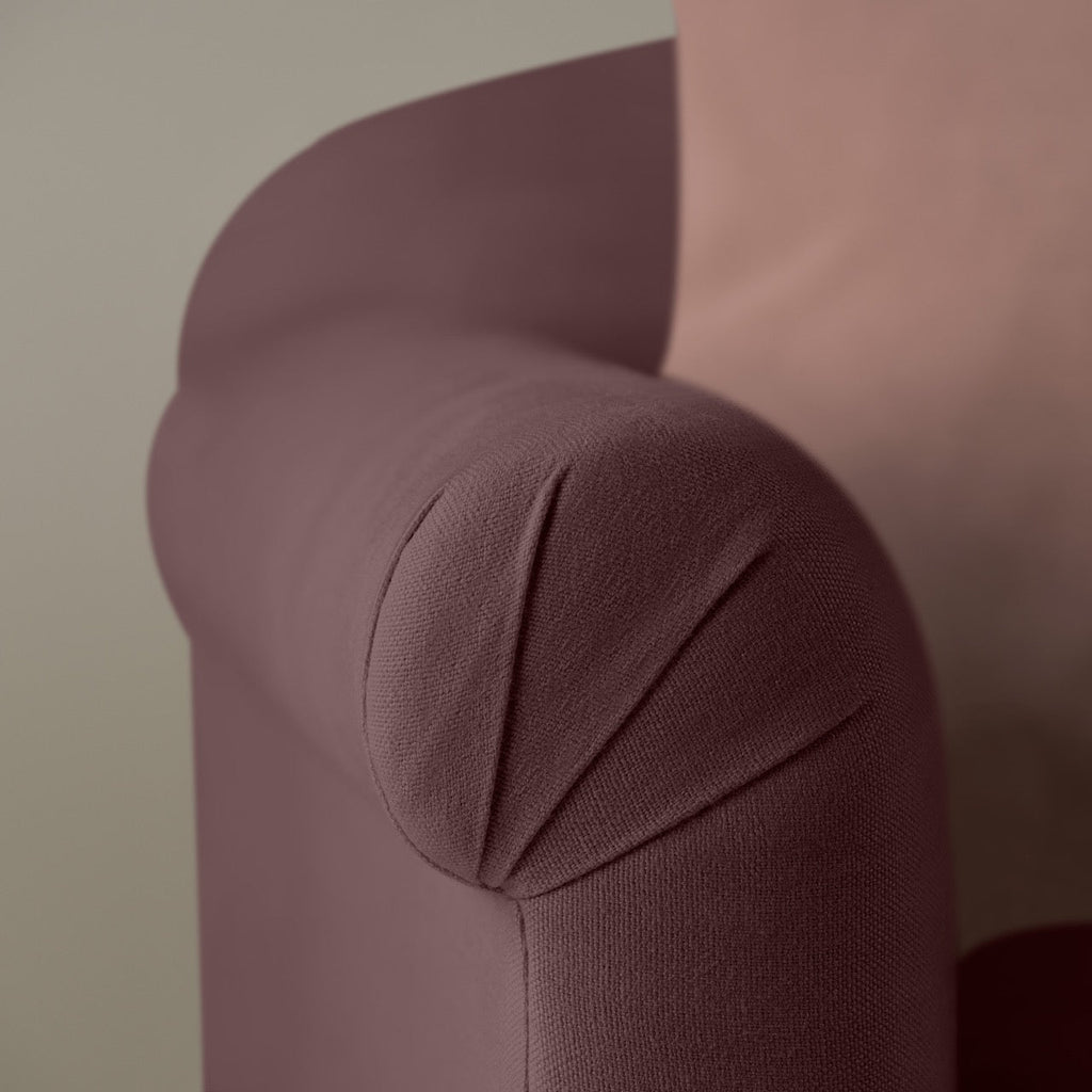  Dolittle Big Love Seat close-up detail of laidback linen armrest upholstery by NiX. 