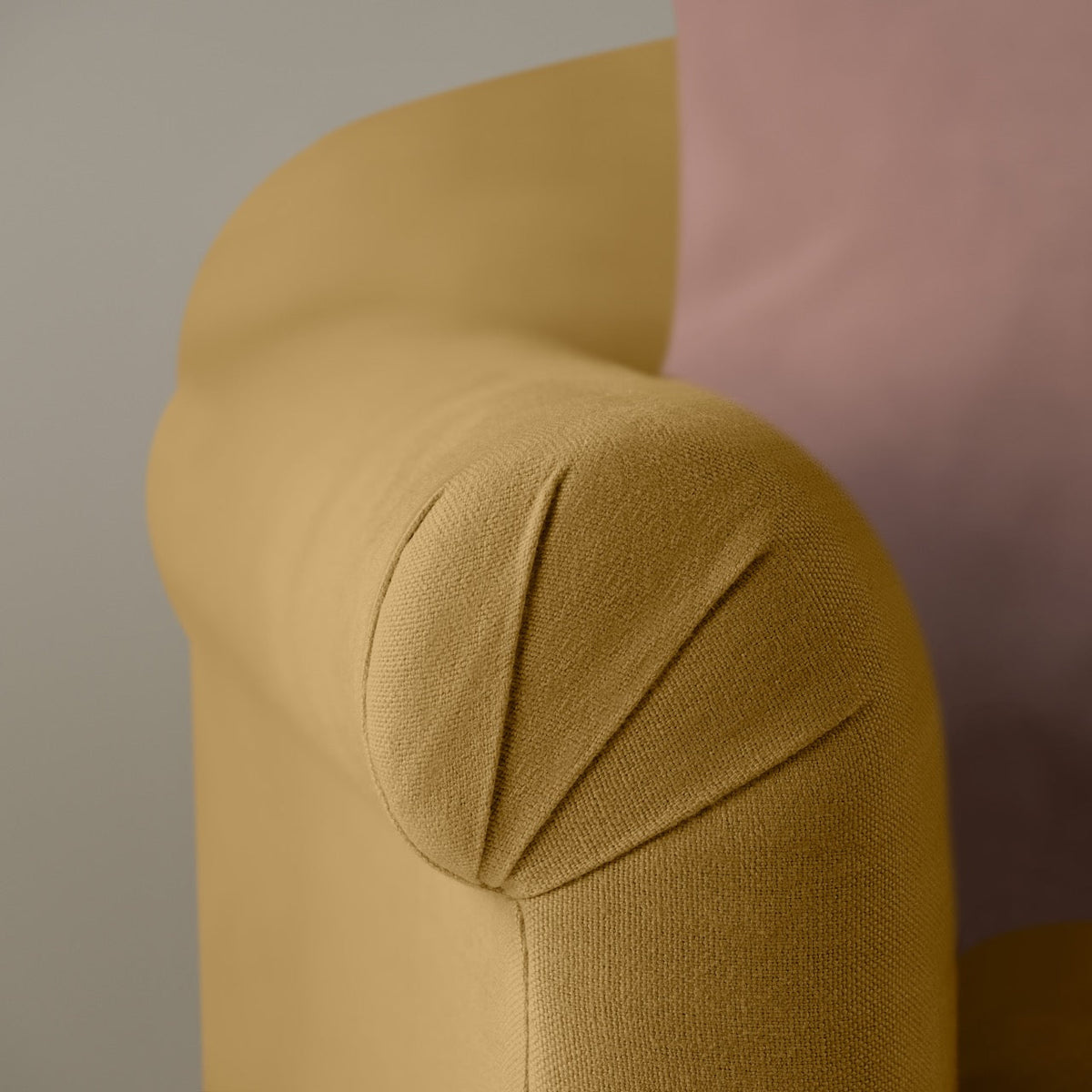 Dolittle Big Love Seat ochre linen armrest detail shot by NiX.