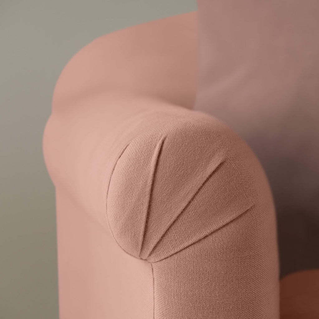  Dolittle Big Love Seat close-up detail of laidback linen armrest upholstery. 