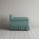 Side Profile of Curtain Call Armchair in Laidback Linen Cerulean