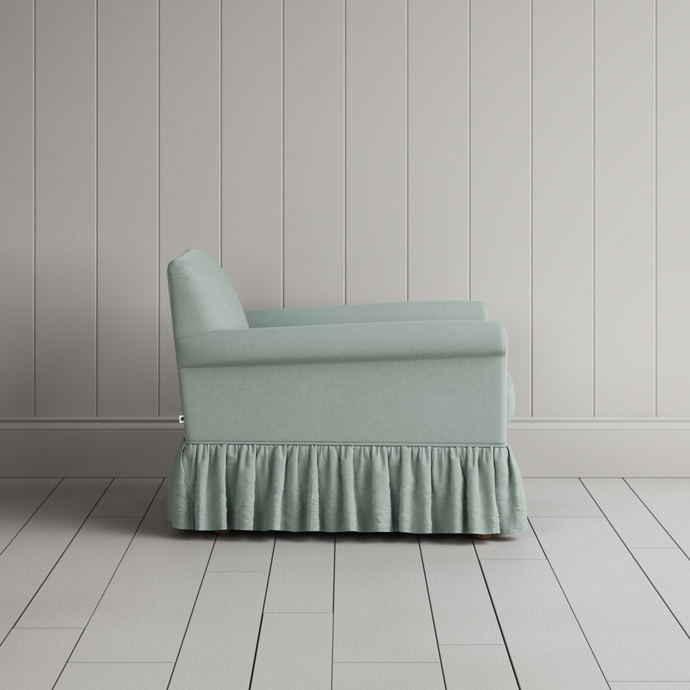  Side View of Curtain Call Armchair in Laidback Linen Sky 