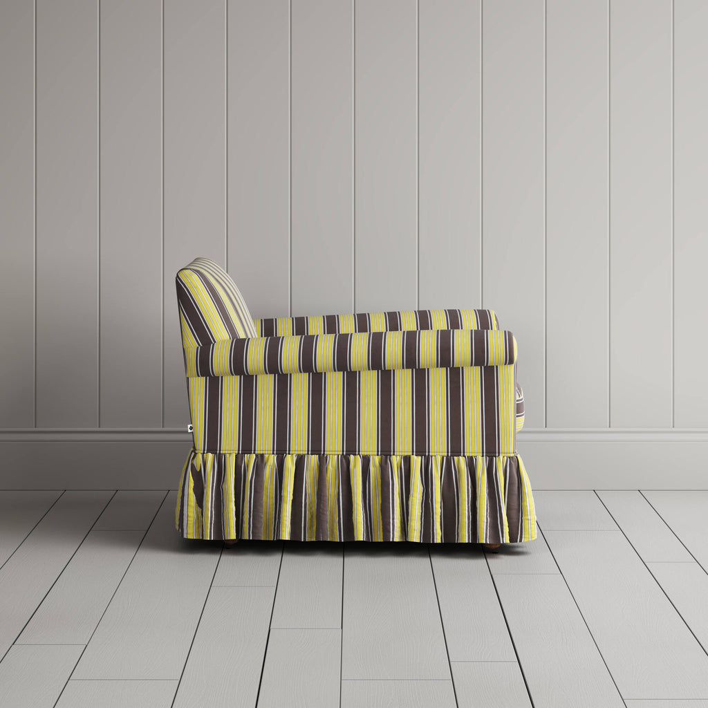  Side View of Curtain Call Armchair in Regatta Cotton, Custard 
