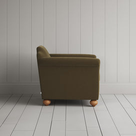 Side View of Dolittle Armchair in Intelligent Velvet Sepia