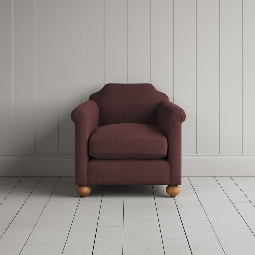  Front View of Dolittle Armchair in Laidback Linen Damson 