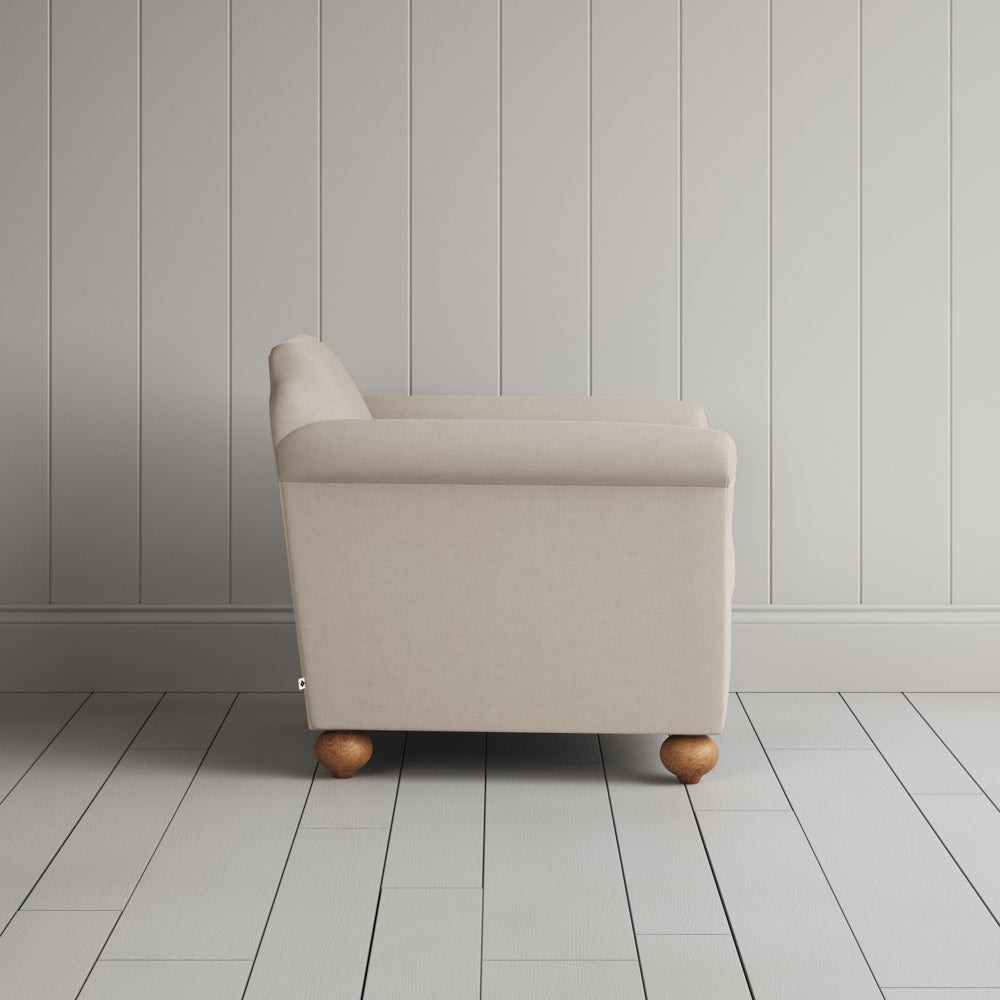  Dolittle Armchair in Laidback Linen Dove side profile 