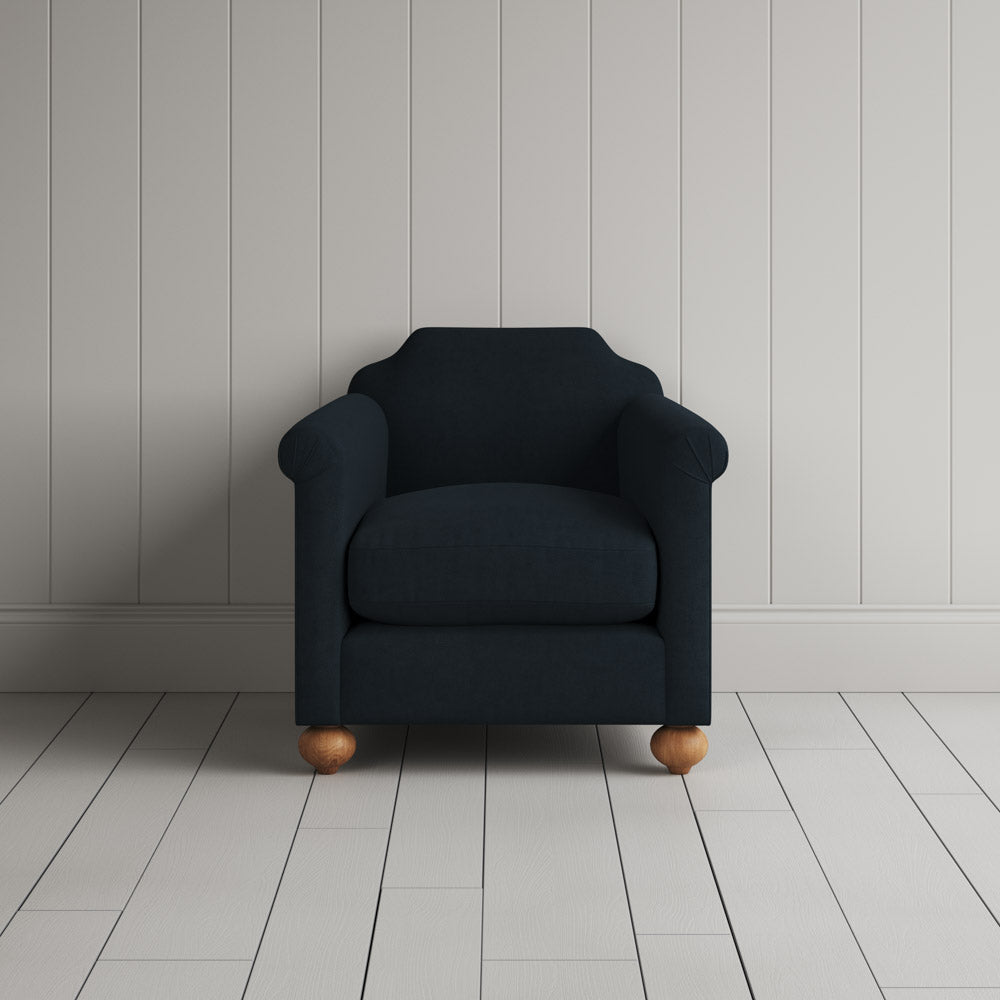  Front View of Dolittle Armchair in Laidback Linen Midnight 