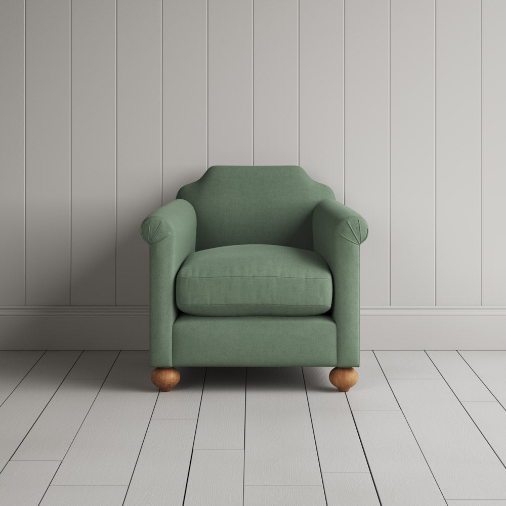 Front View of Dolittle Armchair in Laidback Linen Moss