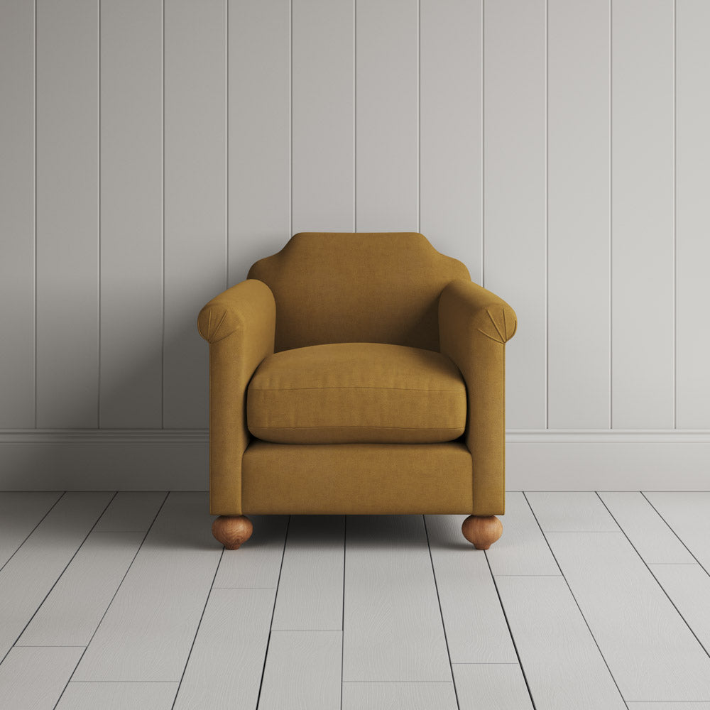Front View of Dolittle Armchair in Laidback Linen Ochre