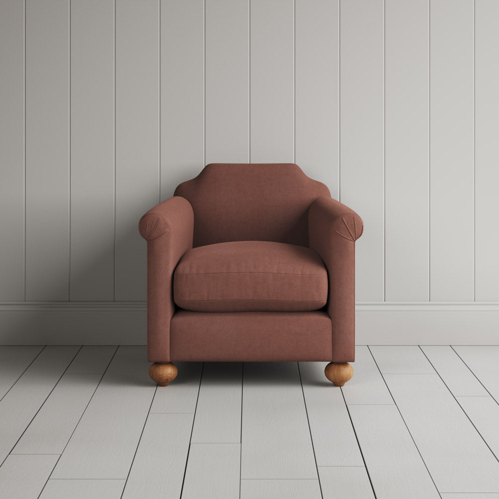  Front View of Dolittle Armchair in Laidback Linen Sweet Briar 