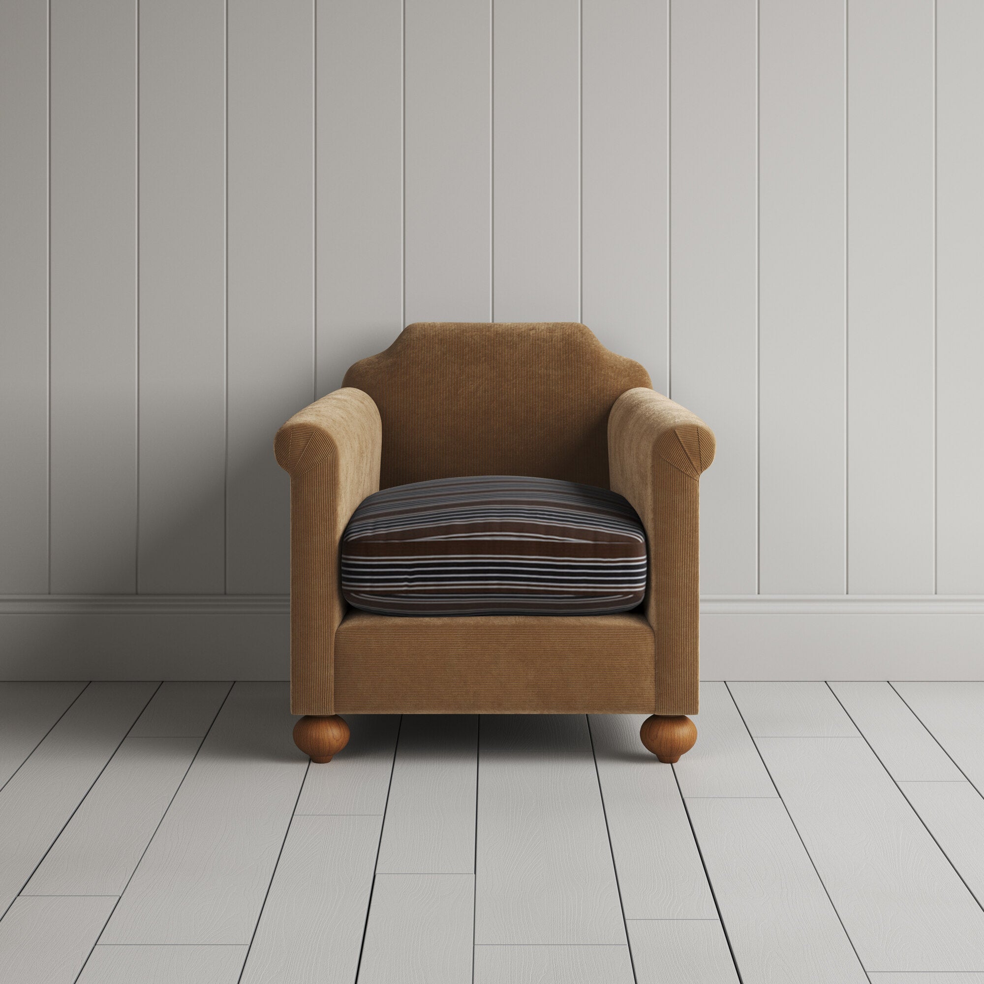  Dolittle Armchair in Classic Corduroy Stone Beige Frame and Regatta Charcoal Seat 