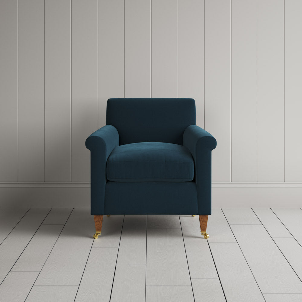 Font View of Idler Armchair in Intelligent Velvet Aegean