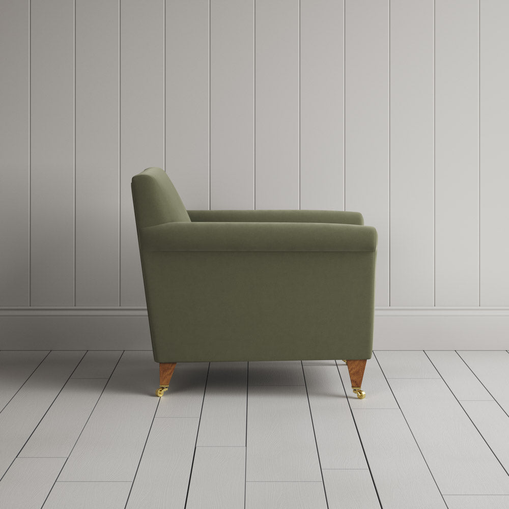  Side View of Idler Armchair in Intelligent Velvet Green Tea 