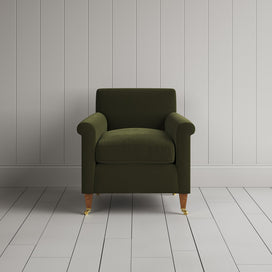 Front View of Idler Armchair in Intelligent Velvet Juniper